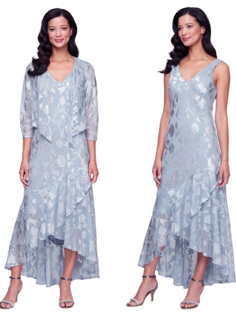 NWT Alex Evenings Chiffon High-Low Dress with Jacket - Size 8 (A207)